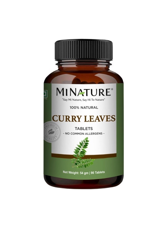 mi nature Curry Leaves Tablet (Murraya koenigii) | Pure & Natural | Free from chemical & Preservative| Plant Based Gluten Free |90 Tablet, 45 Days Supply 1000mg - Image 1