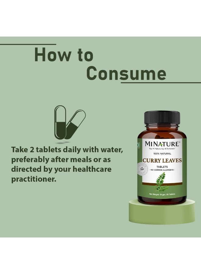 mi nature Curry Leaves Tablet (Murraya koenigii) | Pure & Natural | Free from chemical & Preservative| Plant Based Gluten Free |90 Tablet, 45 Days Supply 1000mg - Image 2