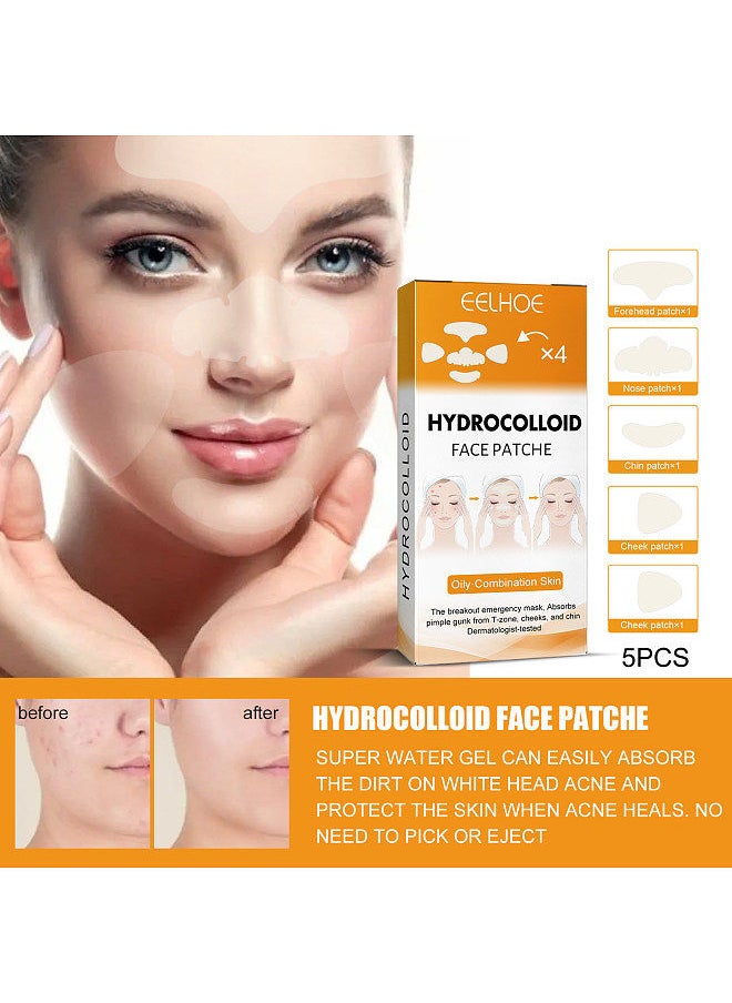 EELHOE Hydrocolloid Face Acne Pimple Patch 20PCS/Box (4pcs * Forhead Patch+4pcs * Nose Patch+4pcs * Cheeck* Chin Patch+8pcs * Cheek Patch) Portable