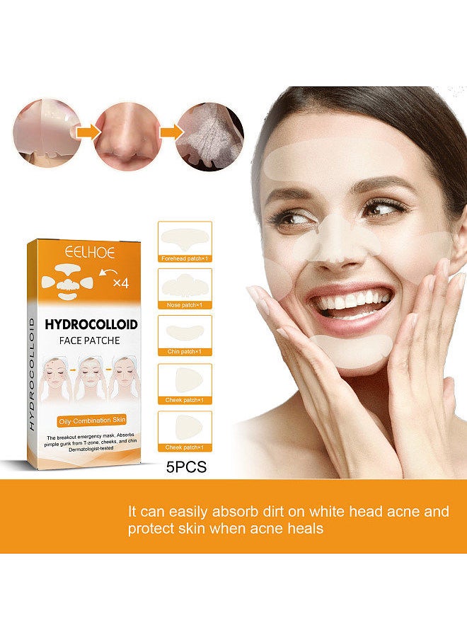 EELHOE Hydrocolloid Face Acne Pimple Patch 20PCS/Box (4pcs * Forhead Patch+4pcs * Nose Patch+4pcs * Cheeck* Chin Patch+8pcs * Cheek Patch) Portable