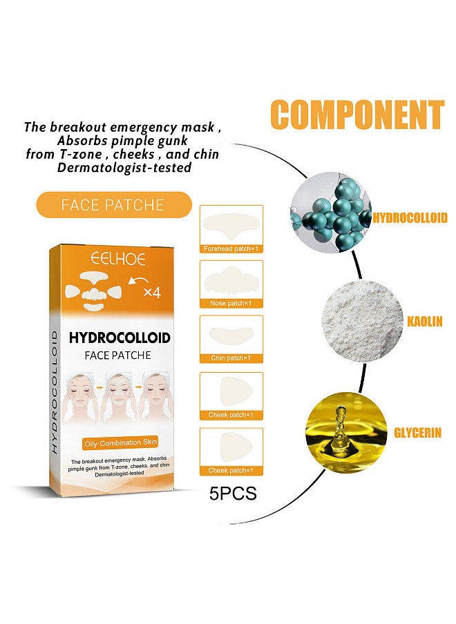 EELHOE Hydrocolloid Face Acne Pimple Patch 20PCS/Box (4pcs * Forhead Patch+4pcs * Nose Patch+4pcs * Cheeck* Chin Patch+8pcs * Cheek Patch) Portable
