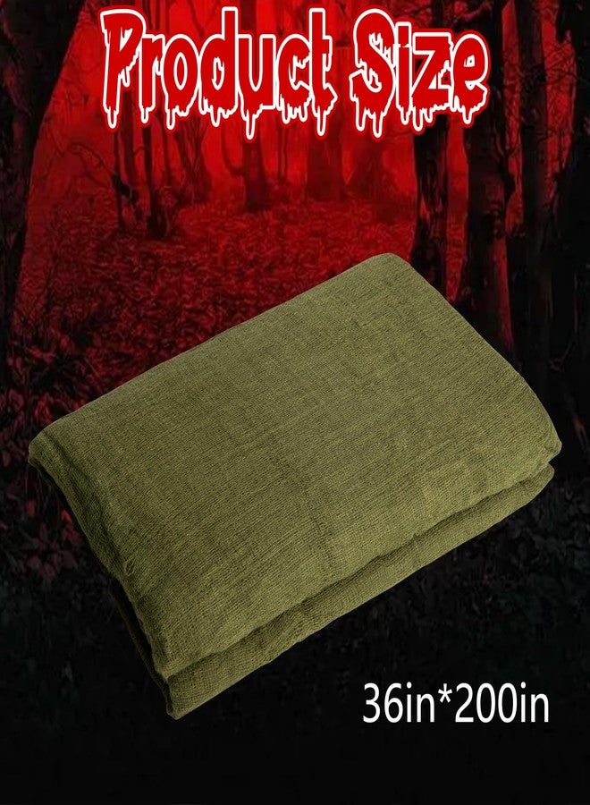 RunNico 200x36 Inch Large Size Green Halloween Creepy Cloth Decoration,Spooky Gauze Cloth,Halloween Haunted Cheesecloth for Halloween Stairway,Wall,Window Decorations,Outdoors Doorways Decor - Image 2