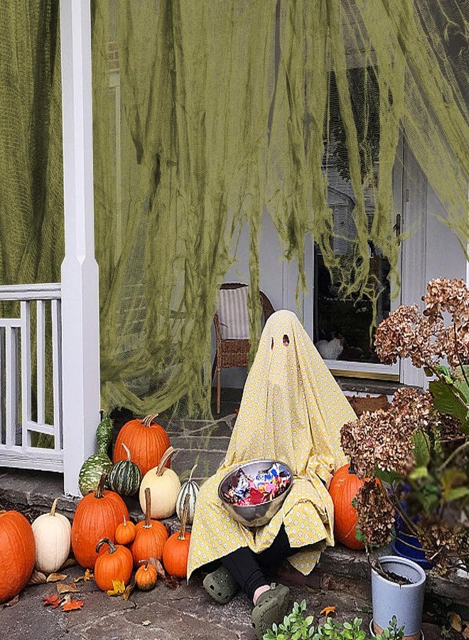 RunNico 200x36 Inch Large Size Green Halloween Creepy Cloth Decoration,Spooky Gauze Cloth,Halloween Haunted Cheesecloth for Halloween Stairway,Wall,Window Decorations,Outdoors Doorways Decor - Image 5