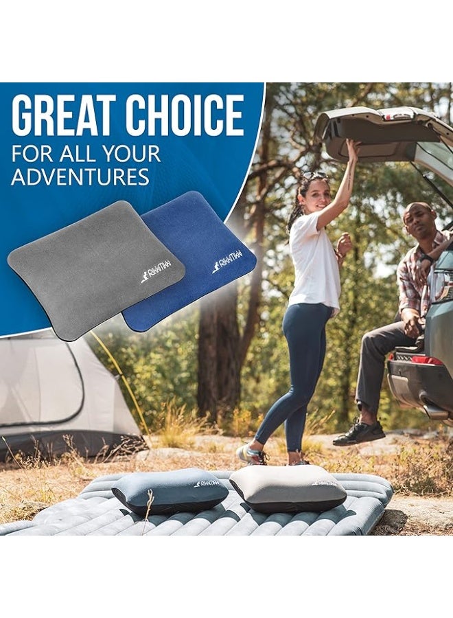 RikkiTikki وسادة سفر قابلة للنفخ خفيفة الوزن للتخييم والرحلات والأنشطة الخارجية وسادة هوائية محمولة مقاومة للماء باللون الرمادي - Image 4