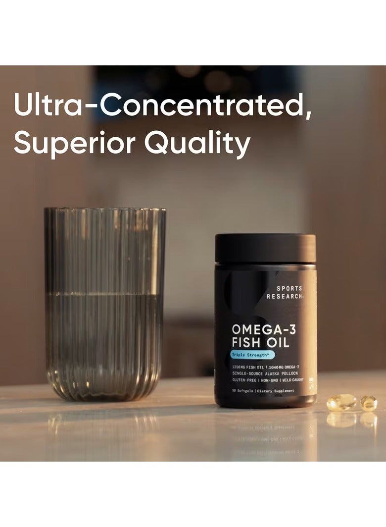 SPORTS RESEARCH Omega-3 Fish Oil, Triple Strength 90 Softgels - Image 5