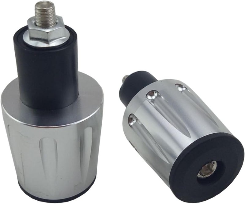 OKSTNO Bar End Caps Plug - Newset Style Heavy Duty 7/8 inch Bar Ends Universal Fits for Suzuki Yamaha Kawasaki (Silver) - Image 1