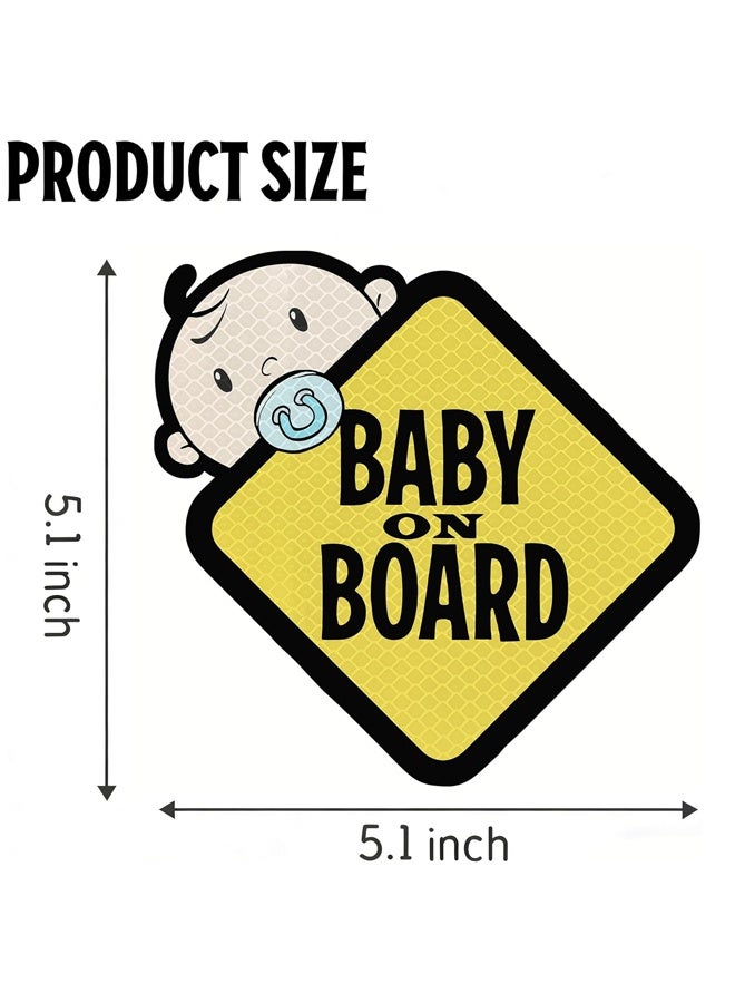 3PCS Baby On Board Car Sticker, Reflective Waterproof Safety Warning Sign - Image 2