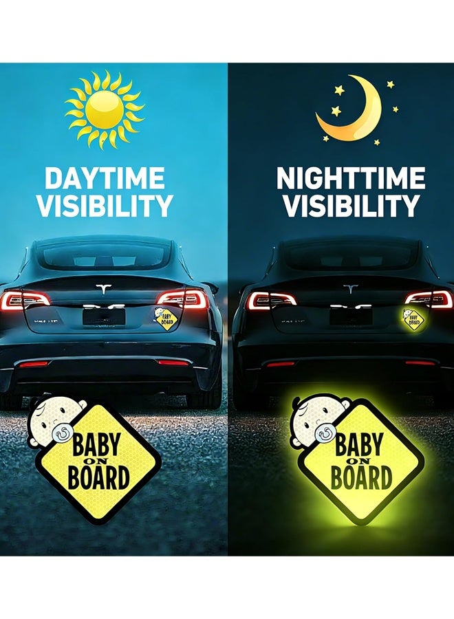 3PCS Baby On Board Car Sticker, Reflective Waterproof Safety Warning Sign - Image 3