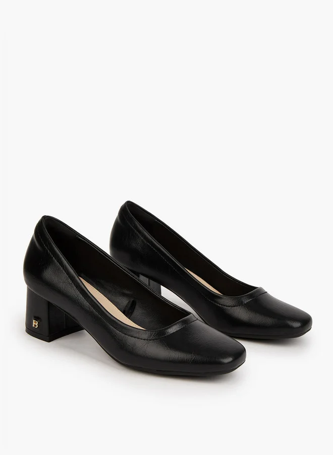 Solid Slip-On Pumps with Block Heels