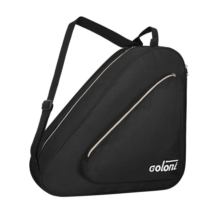 Goloni Skate Bag for Ice & Roller Skates with Side Pockets & Adjustable Strap Unisex,Black - Image 1