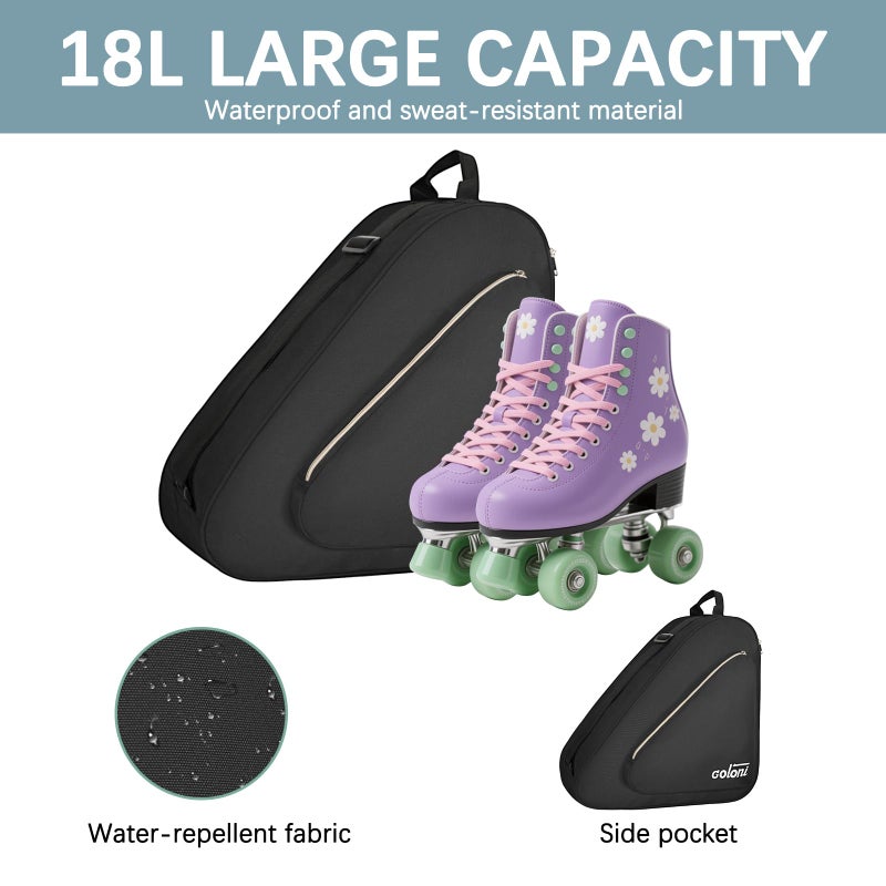 Goloni Skate Bag for Ice & Roller Skates with Side Pockets & Adjustable Strap Unisex,Black - Image 4