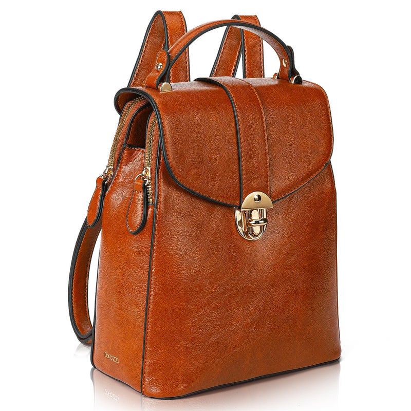 rofozzi Structured Vegan Leather Backpack Purse for Women - Back Pack Purses Women â€“ PU Faux Leather Backpack Handbags (Brown) - Image 1