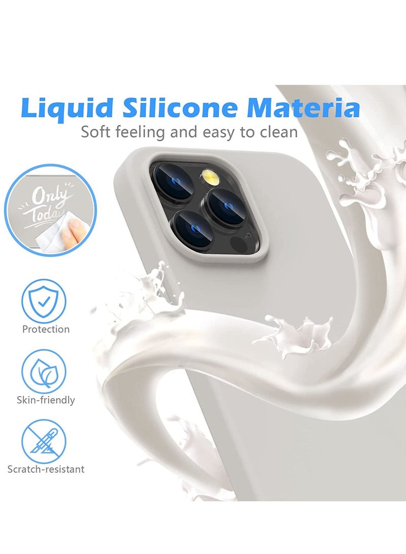 تايجر Liquid Silicone Case for 2022 iPhone 14 Pro Max 6.7 Inch with 2-Pack Screen Protector and 2-Pack Camera Lens Protector, Slim Full Coverage Screen Camera Case, White - Image 3