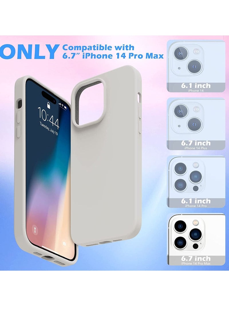 تايجر Liquid Silicone Case for 2022 iPhone 14 Pro Max 6.7 Inch with 2-Pack Screen Protector and 2-Pack Camera Lens Protector, Slim Full Coverage Screen Camera Case, White - Image 2