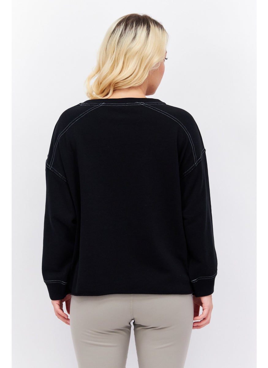 Sage Collective Women Sportswear Fit Long Sleeve Outdoor Sweatshirts, Black  - Image 4