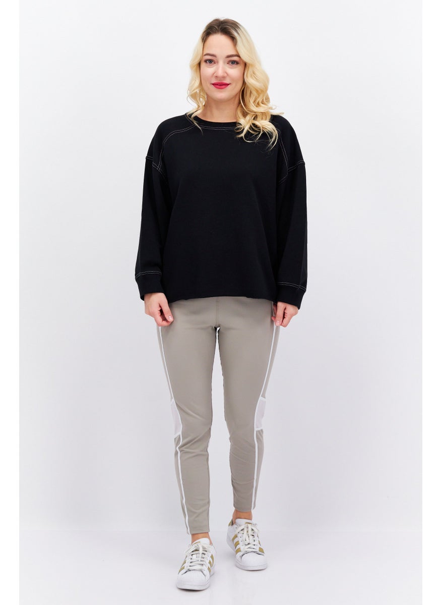 Sage Collective Women Sportswear Fit Long Sleeve Outdoor Sweatshirts, Black  - Image 3