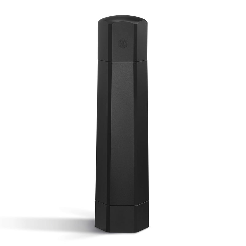 مطحنة فلفل هكسكلاد هكس ميل احترافية ثقيلة قابلة لإعادة التعبئة من الألمنيوم غير اللامع باللون الأسود مع عشرة إعدادات طحن خشن قابلة للتعديل