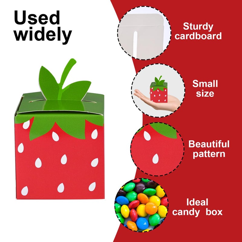 HappFestiv 24 Pcs Strawberry Party Favor Boxes, 2.17" Ã— 2.17" Ã— 2.17" Cute Fruit Foldable Paper Goodie Boxes, Sweet Treat Boxes for Candy Snacks Gifts, Birthday Wedding Supplies, Festival Holidays Party Decorations - Image 3