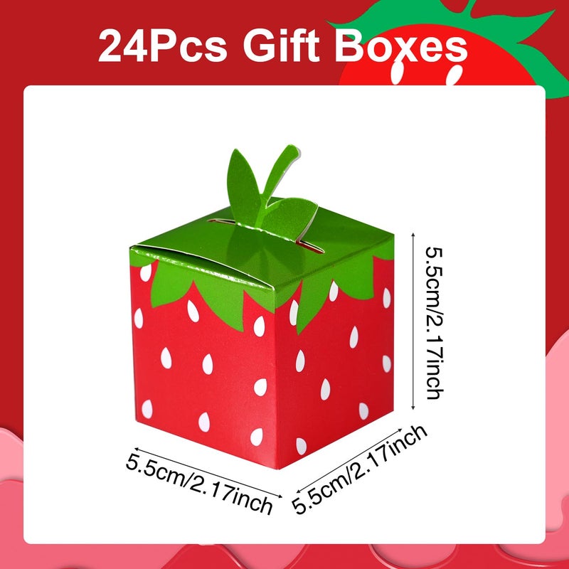 HappFestiv 24 Pcs Strawberry Party Favor Boxes, 2.17" Ã— 2.17" Ã— 2.17" Cute Fruit Foldable Paper Goodie Boxes, Sweet Treat Boxes for Candy Snacks Gifts, Birthday Wedding Supplies, Festival Holidays Party Decorations - Image 2