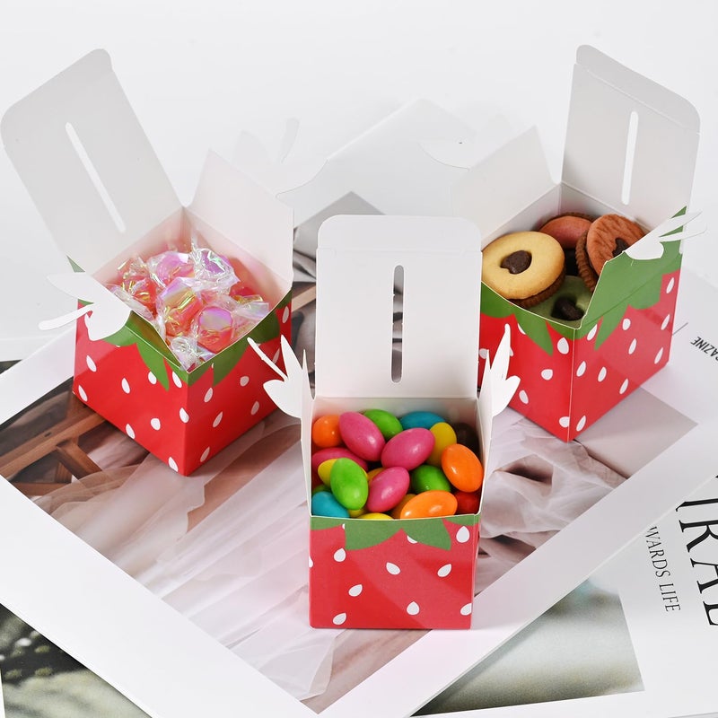 HappFestiv 24 Pcs Strawberry Party Favor Boxes, 2.17" Ã— 2.17" Ã— 2.17" Cute Fruit Foldable Paper Goodie Boxes, Sweet Treat Boxes for Candy Snacks Gifts, Birthday Wedding Supplies, Festival Holidays Party Decorations - Image 5