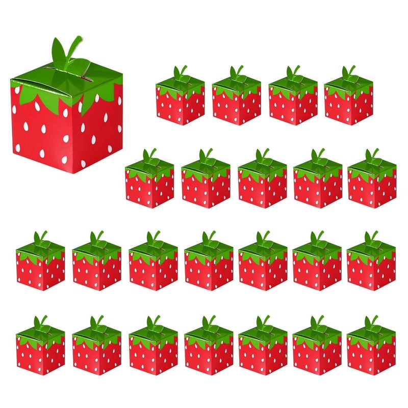 HappFestiv 24 Pcs Strawberry Party Favor Boxes, 2.17" Ã— 2.17" Ã— 2.17" Cute Fruit Foldable Paper Goodie Boxes, Sweet Treat Boxes for Candy Snacks Gifts, Birthday Wedding Supplies, Festival Holidays Party Decorations - Image 1