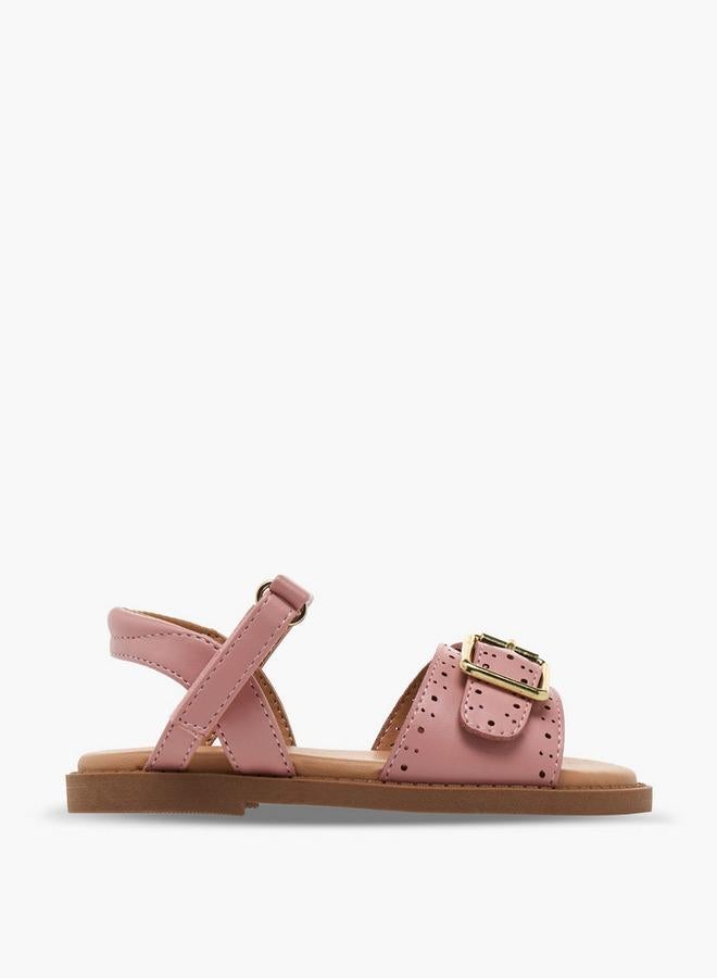 JUNIORS Girls Laser Cut Design Hook & Loop Sandals - Image 2