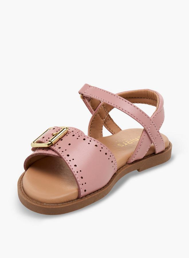 JUNIORS Girls Laser Cut Design Hook & Loop Sandals - Image 3