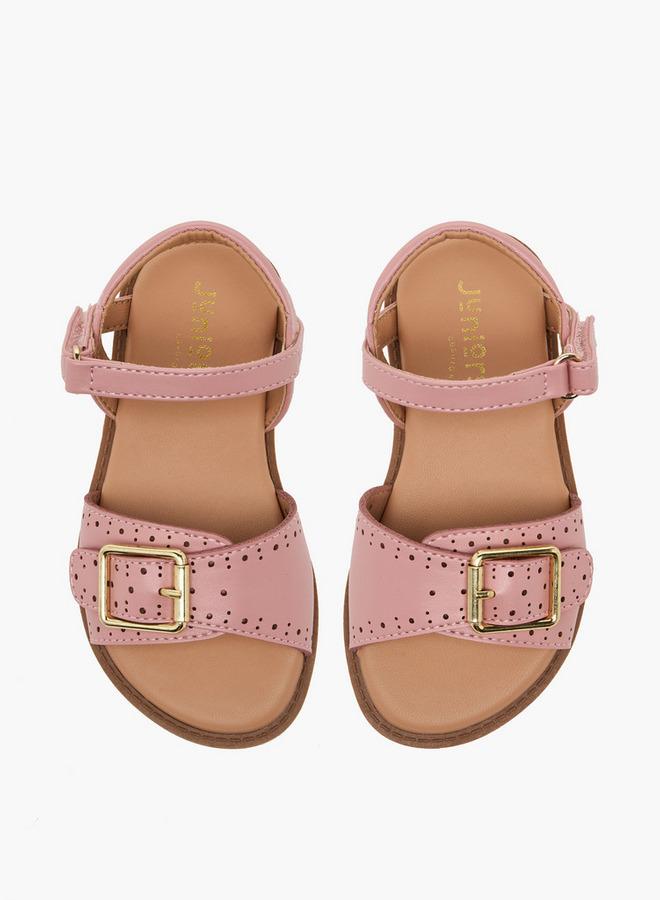 JUNIORS Girls Laser Cut Design Hook & Loop Sandals - Image 1
