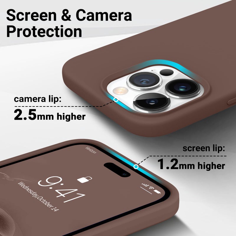 AOTESIER Shockproof Designed for iPhone 14 Pro Max Case, [Food Grade Silicone] [Military Drop Protection] with Anti-Scratch Lining Protective Phone Case for 14 ProMax, 6.7 inch, Chocolate - Image 5