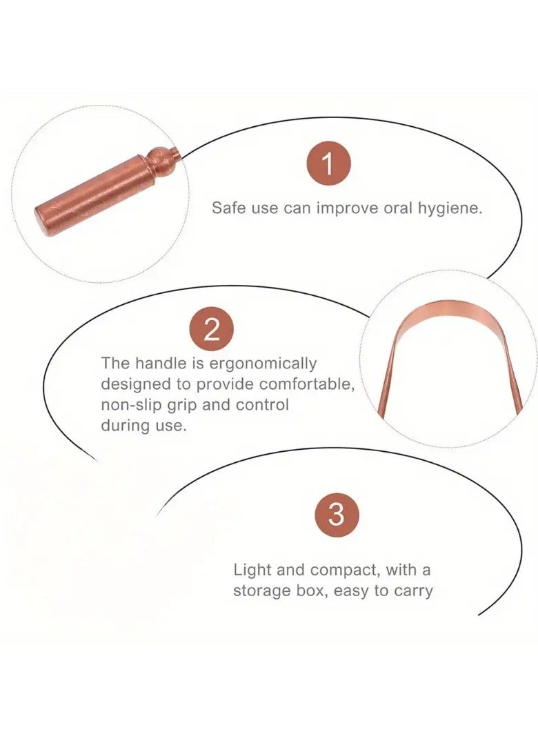 Rozino 1pc Pure Copper Tongue Scraper with Rose Golden Finish - Odorless Metal Oral Cleaning Tool, Includes Beige Drawstring Bag, for Fresh Breath & Plaque Removal, Home Use - Image 5