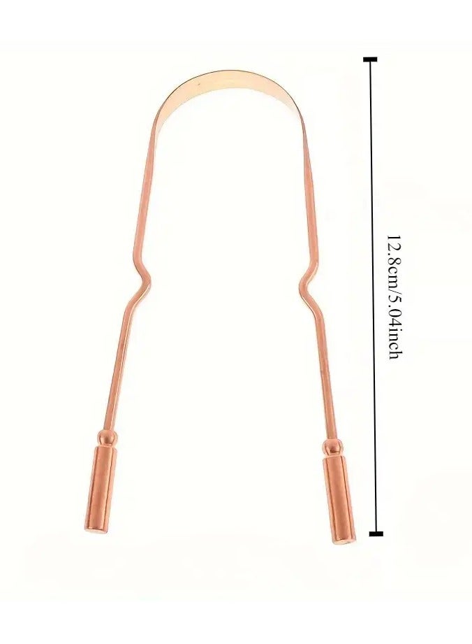Rozino 1pc Pure Copper Tongue Scraper with Rose Golden Finish - Odorless Metal Oral Cleaning Tool, Includes Beige Drawstring Bag, for Fresh Breath & Plaque Removal, Home Use - Image 4