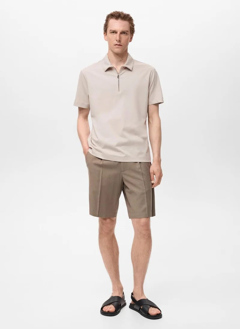Mango Man Zip neck polo t-shirt