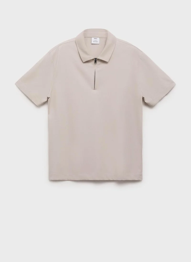 Mango Man Zip neck polo t-shirt