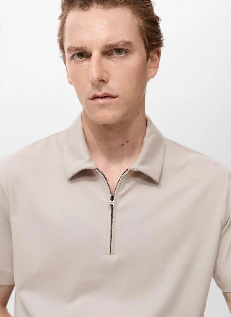 Mango Man Zip neck polo t-shirt