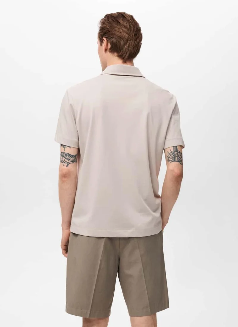 Mango Man Zip neck polo t-shirt