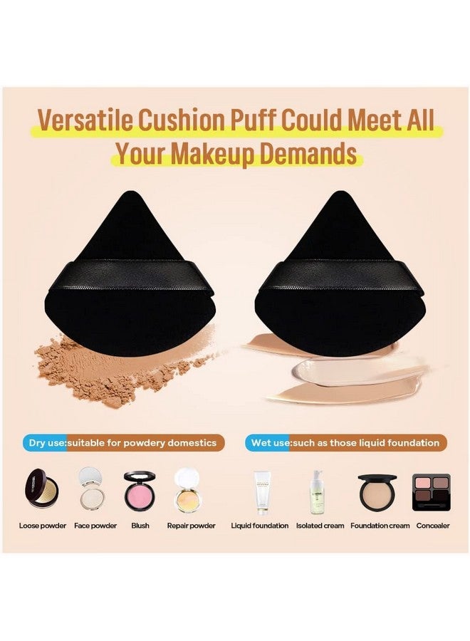 BH STUDIO PRO Triangle Makeup Puff Pure Cotton Powder Puff Soft Cosmetics Puff Mineral Powder Puff Wet Dry Makeup Tool - Black (Pack Of 1) - Image 2