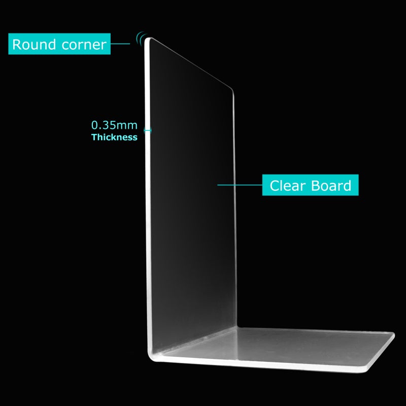 L-shaped Book Ends: 4 Pcs Transparent High-quality Acrylic - Rounded Hand-safe Design Bookends for Home Office School Study Room Shelves - Image 3