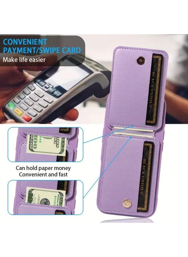 Pink Multi Card Holder Faux Leather Phone Case For Galaxy A32 Scratch Drop Protection - Image 2