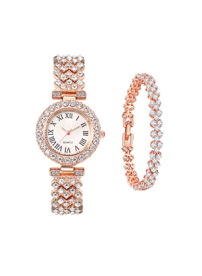 2 قطعة إمرأة فاخر ساعة مع سوار مجموعة - Image 2