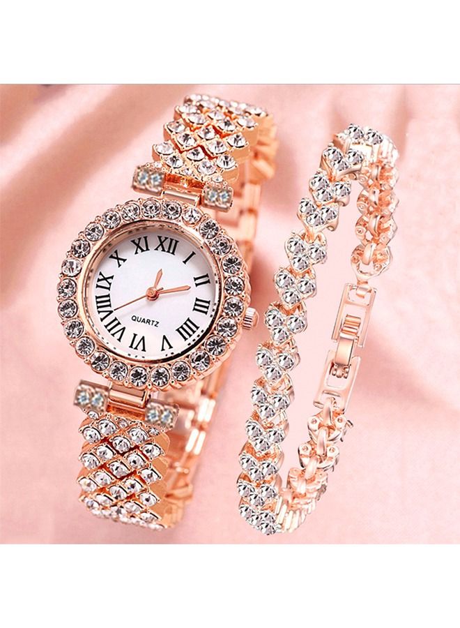2 قطعة إمرأة فاخر ساعة مع سوار مجموعة - Image 1