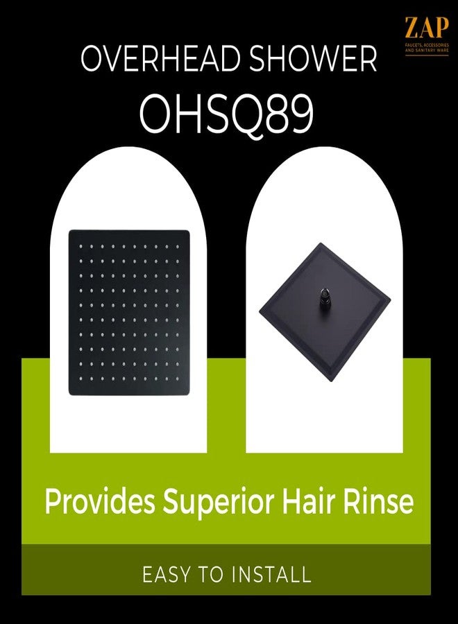 ZAP OHSQ89 360 Degree Rotation Black Square Wall Mounted Overhead Shower Stainless Steel | Anti-MIcrobial Silicon Nozzle | Ultra Thin & Lightweight Only Overhead Shower (8 Inch, Only Shower Head) - Image 3
