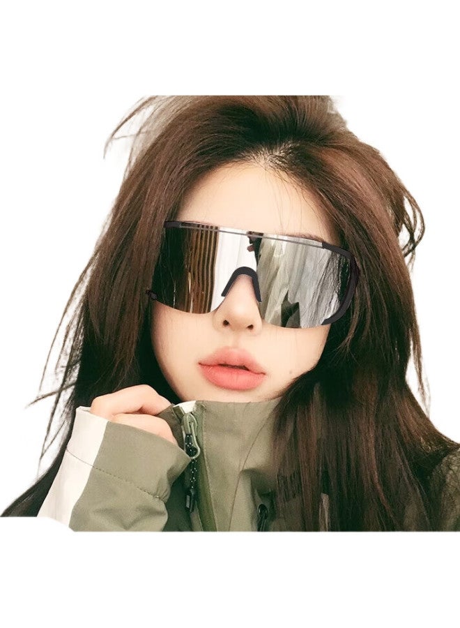 Boshide Cycling Sunglasses For Men And Women, Mountain Bike Goggles, Outdoor Sports Eyewear With Black Frame And Silver Lenses - Image 1