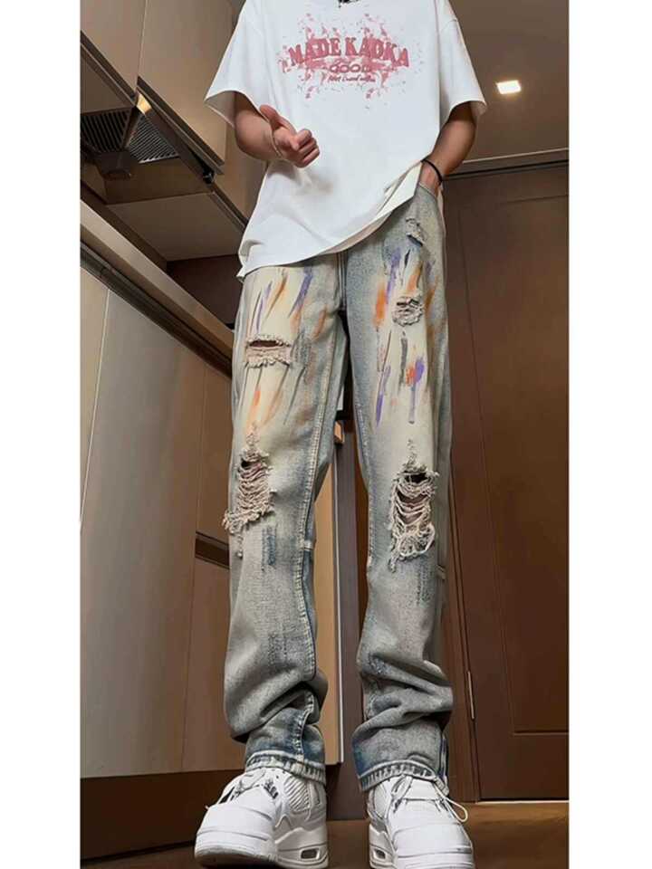 Unisex Classic Denim Jeans Loose Fit Daily Outdoor Wear - Image 2