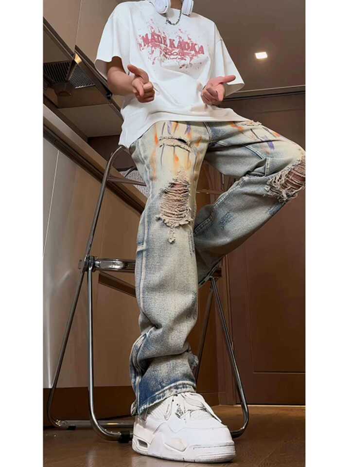 Unisex Classic Denim Jeans Loose Fit Daily Outdoor Wear - Image 3