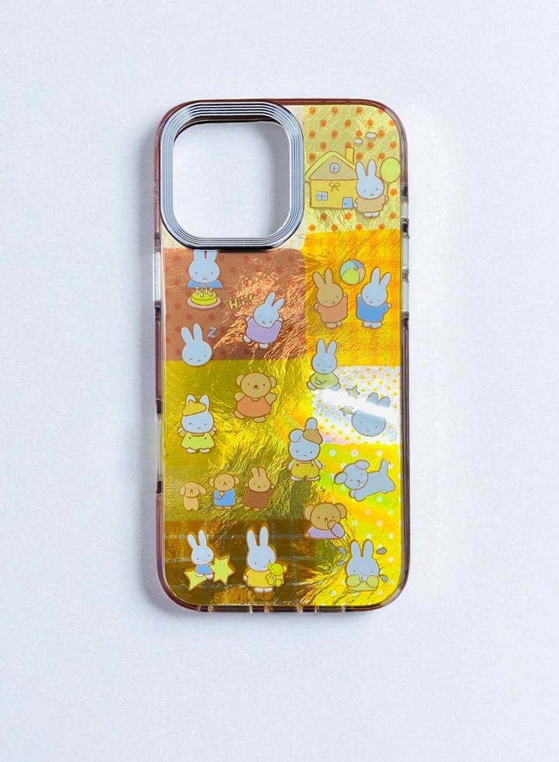 Genric Protective Case Stylish Creative Back Cover For iPhone 15 Pro Max Gold with graphics - Image 1