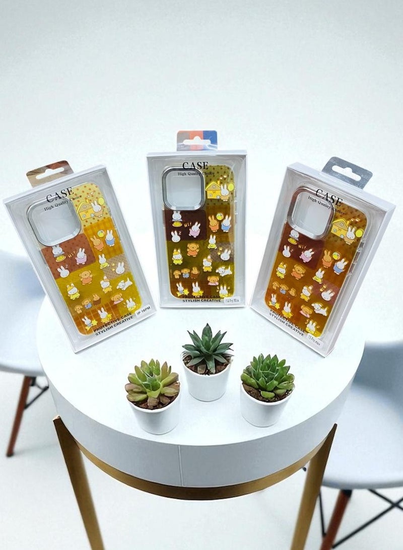Genric Protective Case Stylish Creative Back Cover For iPhone 15 Pro Max Gold with graphics - Image 4