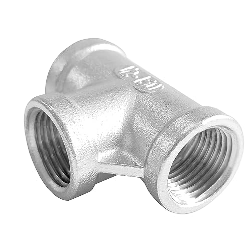 Fitvell Stainless Steel Tee Pipe Fitting 1/2" x 1/2" x 1/2" NPT Female Threaded T Shaped Coupling 3PCS - Image 4
