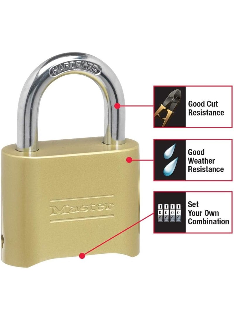 Master Lock Master Lock Brass Combination Padlock for Indoor and Outdoor use with Resettable Combination for Gym Locker, Gate, Fence, or Shed Lock, 175D  - Image 1