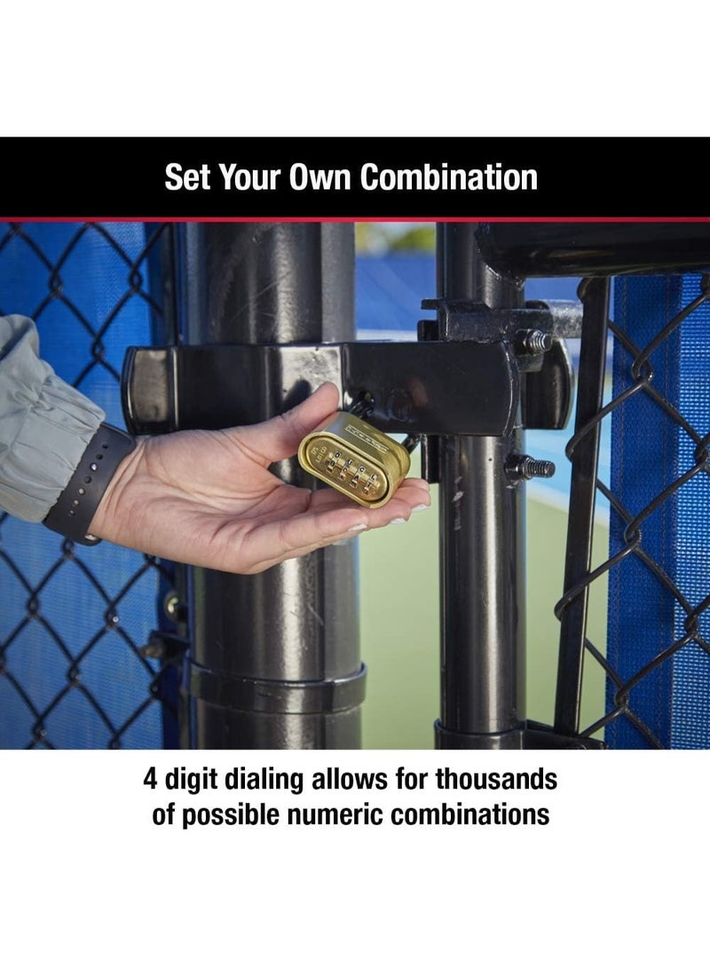 Master Lock Master Lock Brass Combination Padlock for Indoor and Outdoor use with Resettable Combination for Gym Locker, Gate, Fence, or Shed Lock, 175D  - Image 4