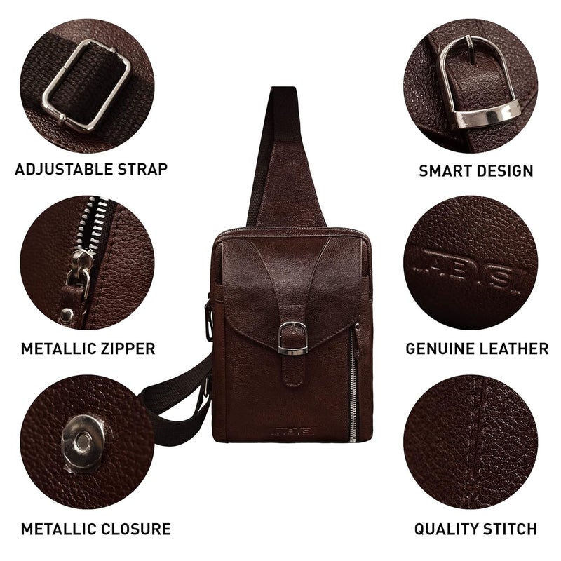 ABYS Genuine Leather Cash Bag||Chest Bags||Body Bag||Passport Pouch||Neck Pouch||Hand Bag||Sling Bag||Shoulder Bags for Men & Women (Brown) - Image 4